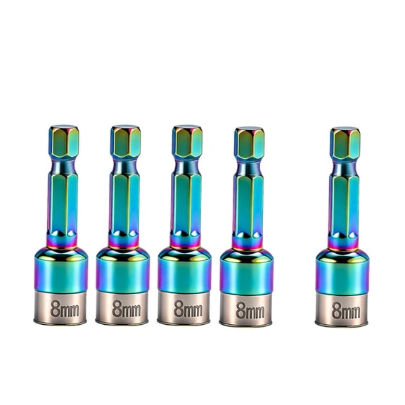 COM1950s 8mm Hex Shank Socket Adapter, Impact Drill Ratchet Socket, Chrome Vanadium Steel Power Drill Bit for Automotive Repair, Hand Tool Adapter Set