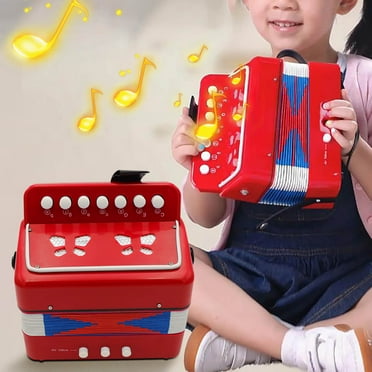COM1950s Acordeones Para Adultos- Kids Accordion,Childrens Hexagonal Accordion Pushbutton Accordion 10 Keys with Shoulder Strap Pull Accordion Musical Instrument Beginner for Adults and 3+Years Kids