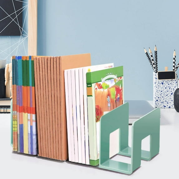 COM1950s Acrylic Book Stand and Organizer,12.6In Desktop Book Holder with 4 Partitions,Thickened Reading Rack for Textbook Storage,Sturdy Book Shelf Space Saver