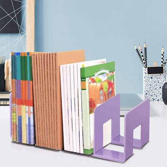 COM1950s Acrylic Book Stand and Organizer,12.6In Desktop Book Holder with 4 Partitions,Thickened Reading Rack for Textbook Storage,Sturdy Book Shelf Space Saver