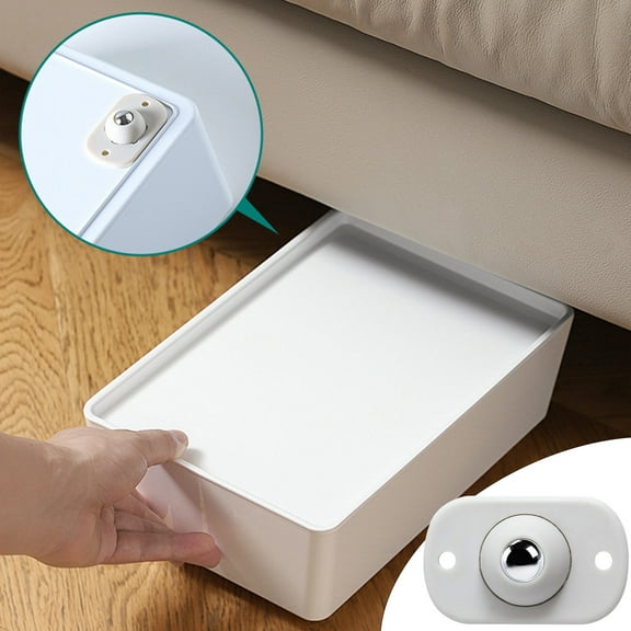 COM1950s Adhesive Caster Wheels,4 Pack Swivel Casters for Storage Bins and Furniture,Easy Install Removable Wheels for under Bed Storage and Home Organization Movable Solutions