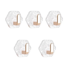 COM1950s Adhesive Hooks 5 Pack, No Drill Wall Hooks for Hanging, Strong Grip Water Ripple Design Removable Hooks for Bathroom, Kitchen, Entryway