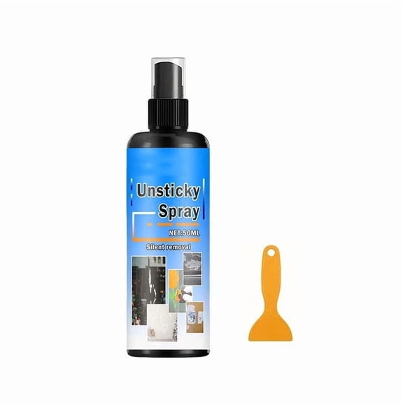 COM1950s Adhesive Remover Multi-Purpose Cleaner, 2 Fl Oz, with Scraper Tool for Glass, Car Paint, Wood, Removes Sticker Residue, Tape, and Glue From Surfaces