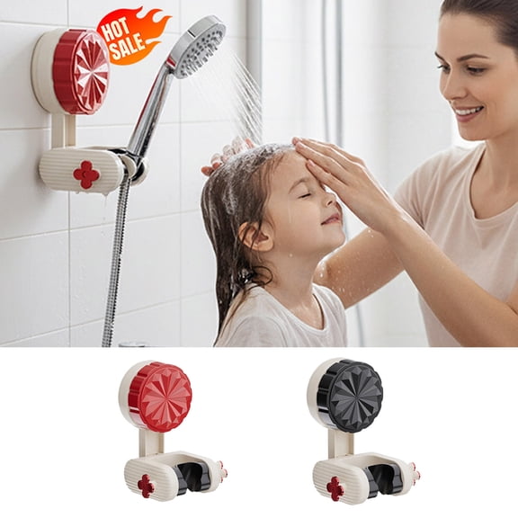 COM1950s Adjustable Shower Head Holder,No Drill Bathroom Shower Wand Mount with Strong Suction Cup,Reusable and Waterproof Shower Caddy for Adults,Tiled Wall Shower Organizer