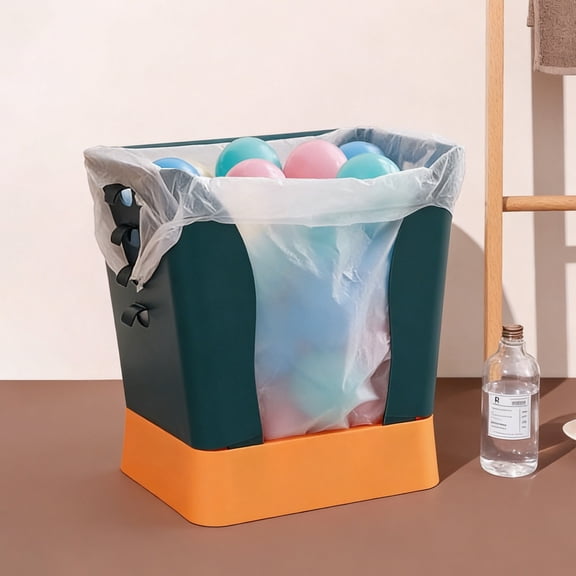 COM1950s Adjustable Trash Can, Compact Plastic Waste Bin With Bag-Securing Side Clips, Floor-Standing Garbage Container For Kitchen And Bathroom