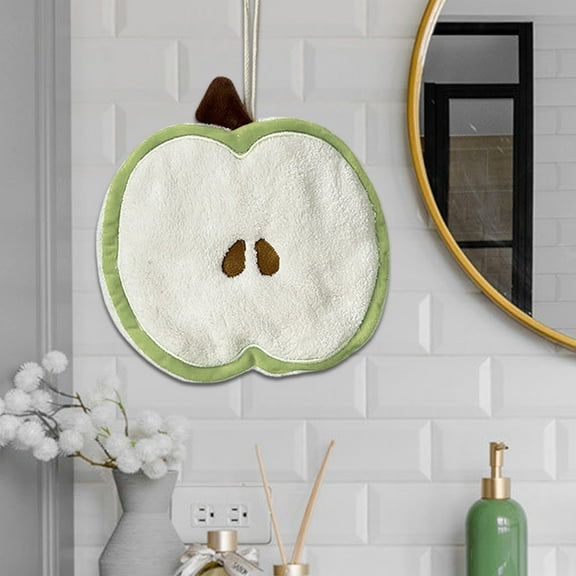 COM1950s Apple Hand Towel,Hanging Kitchen Towel Super Absorbent with Hanging Rope,Soft Polyester Fabric and Decorative Fruit Design,9 X 8.2 Inch for Bathroom Or Home Decor