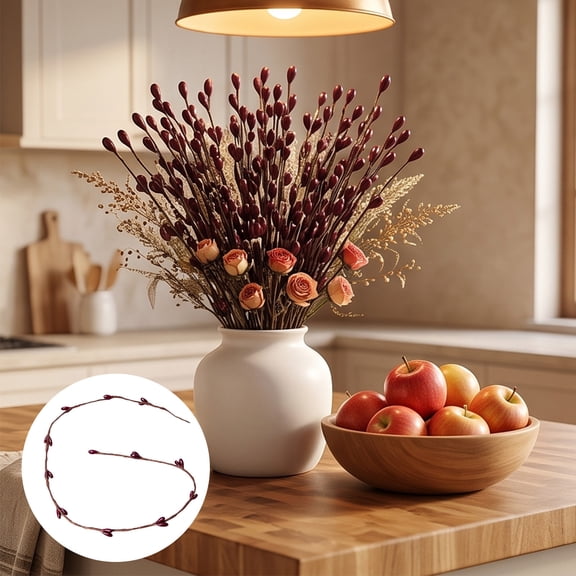 COM1950s Artificial Berry Stems, Faux Fall Vase Filler Decor with Bendable Branches for Thanksgiving Centerpiece, Wreath, Mantel, Farmhouse Home