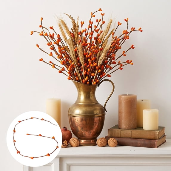 COM1950s Artificial Berry Stems, Faux Fall Vase Filler Decor with Bendable Branches for Thanksgiving Centerpiece, Wreath, Mantel, Farmhouse Home