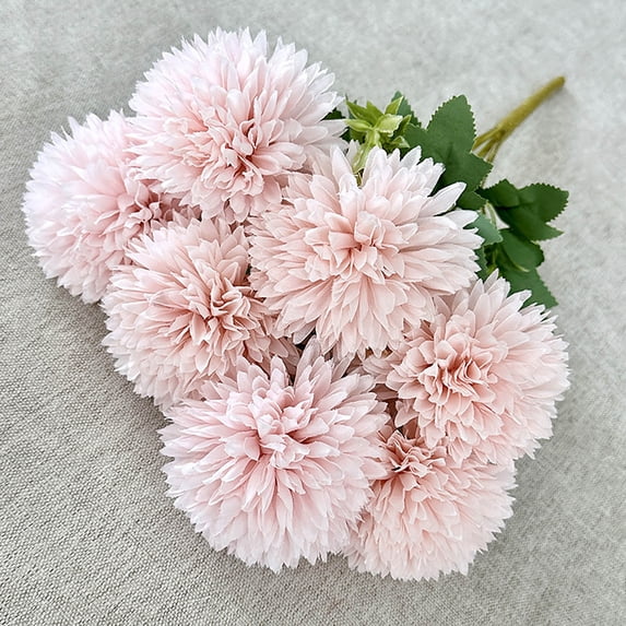 COM1950s Artificial Chrysanthemum Flowers, Realistic 7-Head Ball Chrysanthemum Bouquet, Silk Wedding Decor for Banquet Table, Event and Home Arrangement