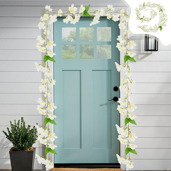 COM1950s Artificial Daisy Flowers Vine Silk Wildflower Garland Spring Fake Flower Vine Hanging Ivy Blue Daisy Flowers Green Leaves for Wall Party Wedding Arch Floral Decor Home Indoor Outdoor,73In