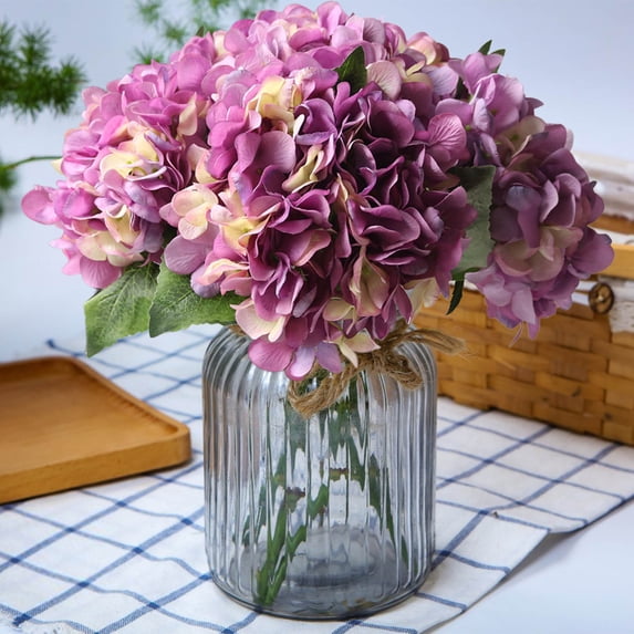 COM1950s Artificial Hydrangea Bouquet,15.7 Inch Faux Flower Arrangement for Wedding Centerpiece Decor,Fake Flowers Home Office Party Decoration