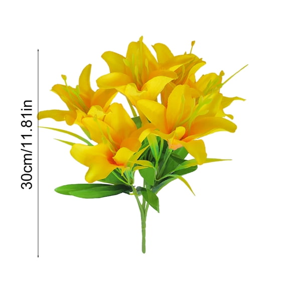 COM1950s Artificial Lily Flowers, Fake Lily for Home Decor, Realistic Artificial Flowers for Wedding Centerpieces, Faux Bouquets for Vase, Easter Decorations