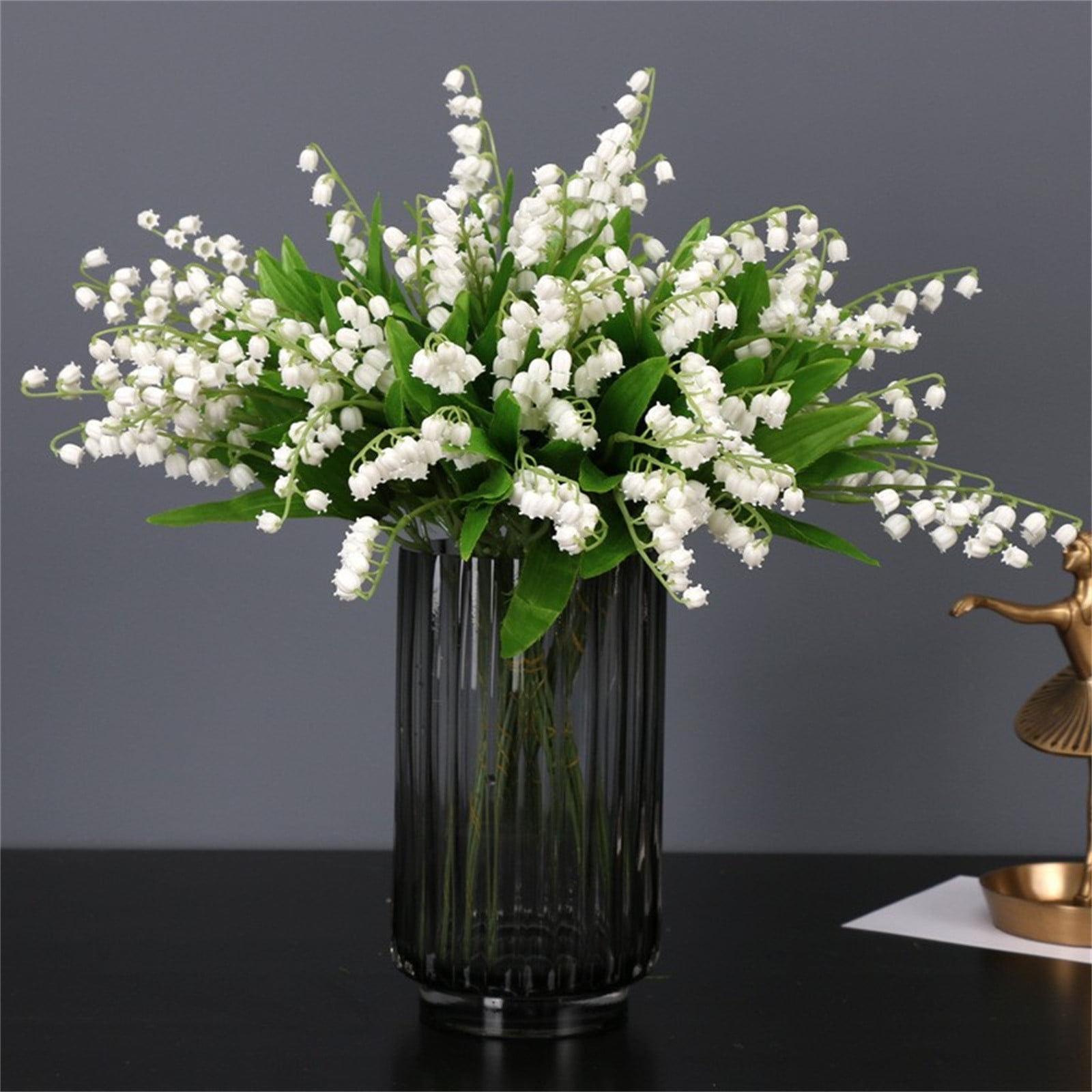 3 Pcs Artificial Lily Of The Valley Flowers - White Bell Silk Fake Bouquet For Home & Wedding Decor (7 Forks)