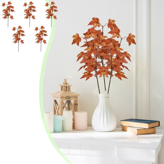 COM1950s Artificial Maple Leaves Fall Decor,Plastic Faux Maple Branches for Wedding Bouquet Table Centerpiece and Diy Home Office Decor,13.4 Inches