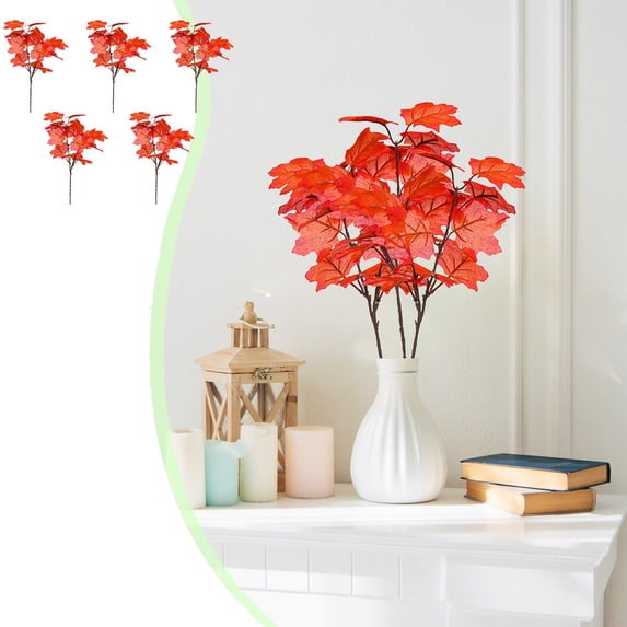 COM1950s Artificial Maple Leaves Fall Decor,Plastic Faux Maple Branches for Wedding Bouquet Table Centerpiece and Diy Home Office Decor,13.4 Inches