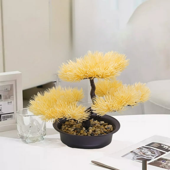 COM1950s Artificial Potted Plants,Faux Pine Tree Bonsai,Realistic Tabletop Decor for Indoor Home Office Desk,Mini Potted Tree Arrangement in Plastic Pot for Living Room Shelf