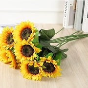 COM1950s Artificial Sunflowers, Faux Sunflower Decor for Wall, Cloth Flowers for Home Decor, No Maintenance Floral Arrangement