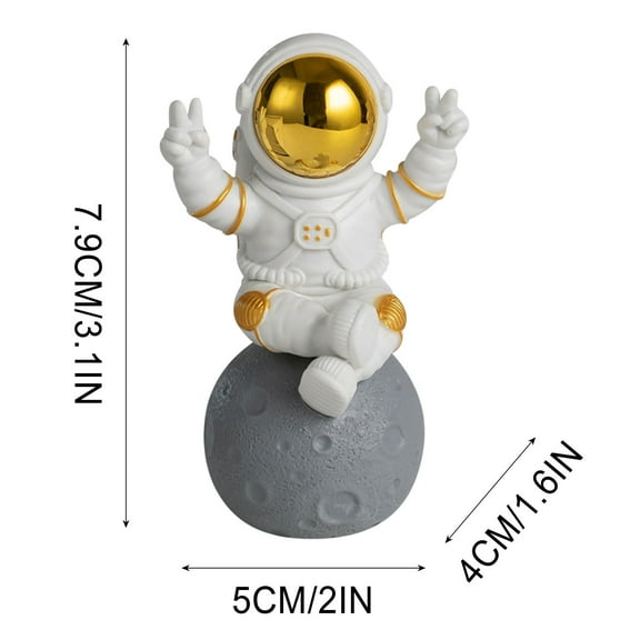 COM1950s Astronaut Statue Decor,Resin Spaceman Figurine Decorations,Cute Mini Space Figure Ornament,Abstract Aesthetic Decorative Sculpture for Home Office Desk Shelf Tabletop- 2X3.1 Inch