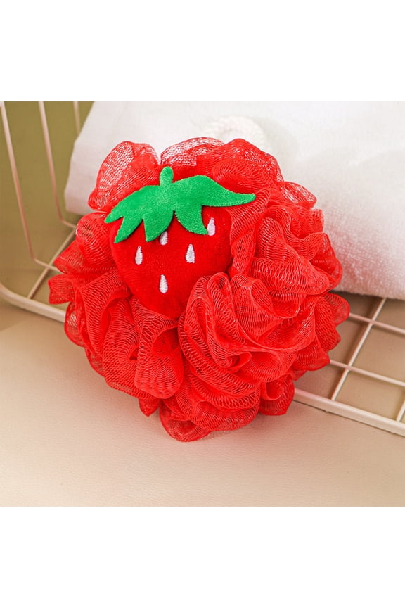 Bath Sponge and Shower Pouf,5 Inch Fruit Loofah Bath Sponge with Hanging Rope,Exfoliating Bath Ball for Adults,Soft Shower Sponge Creates Rich Lather,Quick Dry Bath Accessory