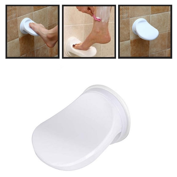 COM1950s Bathroom Foot Pedal Shower Step Stool with Non-Slip Surface and Strong Suction Cup,Ergonomic Concave Design for Comfortable Bathing,Approximately 6 X 5 in Size,Easy Tool-Free Installation