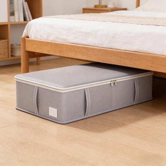 COM1950s Under Bed Storage Organizer, Pull-Out Storage Box, Non-Woven Fabric Storage Bin for Dorm, Foldable Underbed Container for Clothing, Books, Blankets, and Bedding