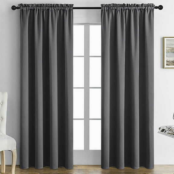 COM1950s Blackout Curtains for Bedroom,Soundproof and Noise Reducing,Rod Pocket Design Elegant Panels,Size 63 Inch Wide by 52 High (Single-Piece Curtain)
