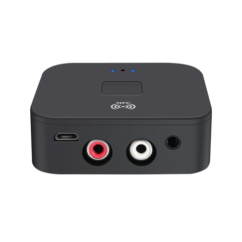 COM1950s Bluetooth 5.0 Receiver, NFC Bluetooth Audio Adapter, Wireless 3.5mm RCA Receiver for Car and Home Stereo System, Support USB Playback and Hands-Free Calling, Auto On Off