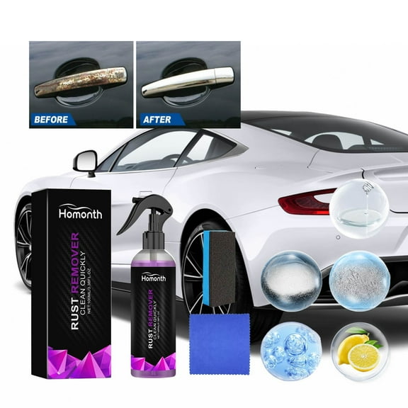 COM1950s Car Iron Remover Spray, Multi Purpose Iron Powder Rust Remover, Automotive Metal Surface Cleaner for Wheels, Chrome and Paint, Decontamination Spray for Car Detailing
