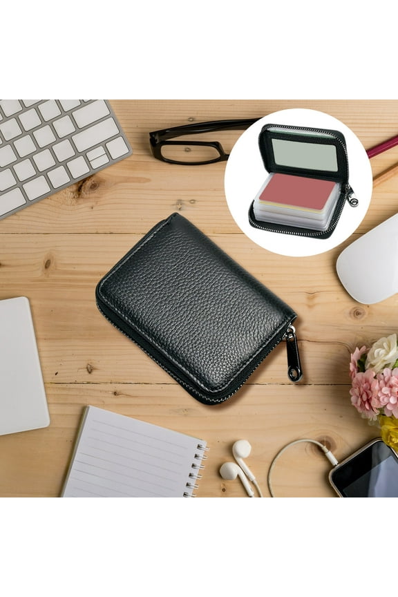 Card Holder,Slim Card Organizer Wallet with Multiple Slots,Compact 4.3X3.3X1 Inch Zipper Card Case,Portable Credit Card Storage for Daily Use,Black/Pink/Red/Brown