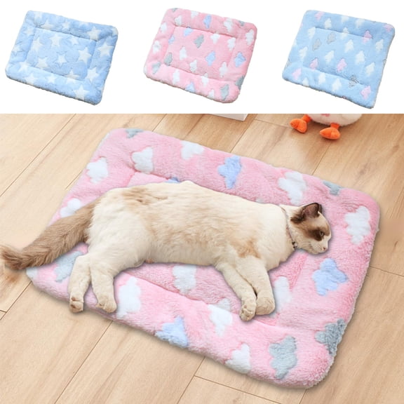 COM1950s Cat Bed Mat,Double-Sided Usable Cat Cage Mat for Four Seasons Universal,Flannel Side Rustic Pet Bed Mat,Cozy and Soft Crate Mat for Sleeping Improve (Multicolor,12' X 16'')