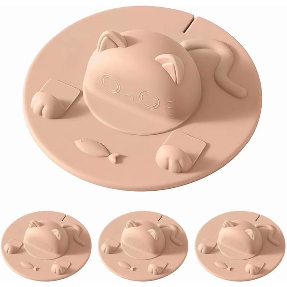 COM1950s Cat Silicone Cup Lid, Reusable Coffee Mug Cover with Built-In Tea Bag Holder, Cute Heat Resistant Sealing Cap for Drinks