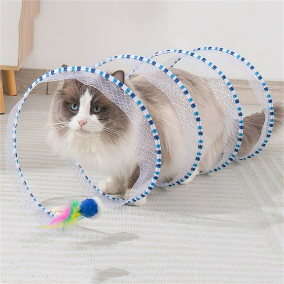COM1950s Cat Toys for Indoor Cats Folded Tunnel 2024 New Tunnel Toy Self-Play Hunting Tunnel Toy with Mice Tunnel Toy Tunnels for Indoor Cats Pet L Cat Tunnels for Indoor Cats