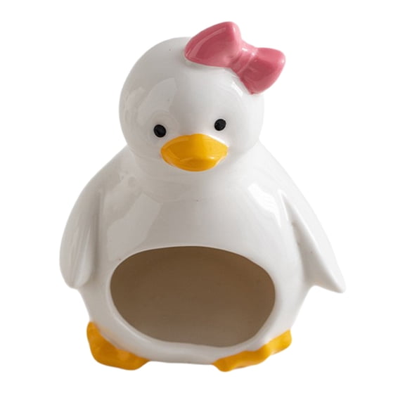 COM1950s Ceramic Home Decor Duck and Rabbit Figurines, Adorable Animal Sculptures for Shelf, Desktop Storage Ornament for Keys and Jewelry, Cute White Accent Piece for Living Room