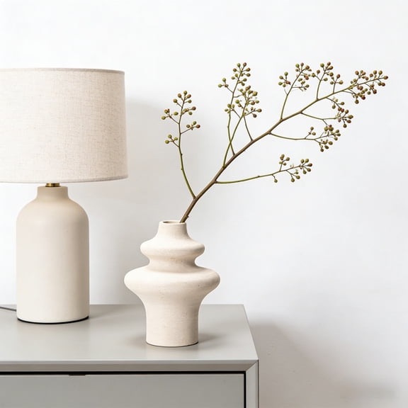 COM1950s Ceramic Special Shaped Vase, Frosted Matte Desktop Flower Vase, Wabi Sabi Style Home Decor, Abstract Art Centerpiece for Fireplace Mantel, Windowsill, and Bedside Table