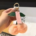 thumbnail image 1 of COM1950s Cherry Keychain,Plush Ball Decorative Pendant with Metal Buckle,Compact Size for Backpack and Keys,Ideal Gift Accessory, 1 of 9