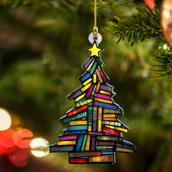 COM1950s Christmas Decorations Tree Ornaments Christmas Tree Pendant Christmas Book Tree Suncatcher Ornament Car Pendant Christmas Acrylic Decoration Holiday Unique Ornaments for Christmas Tree