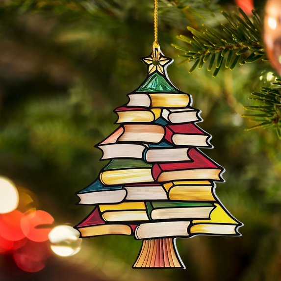 COM1950s Christmas Decorations Tree Ornaments Christmas Tree Pendant Christmas Book Tree Suncatcher Ornament Car Pendant Christmas Acrylic Decoration Holiday Unique Ornaments for Christmas Tree
