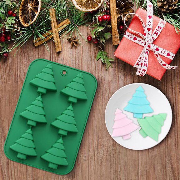 COM1950s Christmas Tree Mould Bread Cookies Candy Mould Christmas Tree Cake Pan Silicone Christmas Baking Molds for Holiday Parties for Chocolate Baking Bread,Desserts Fondant Cake Decorations (B)