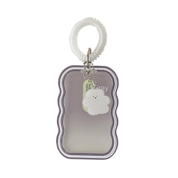 COM1950s Clear Card Holder, Plastic ID Badge Holder with Coil Strap, Student ID Card Protector for School Office Daily Use