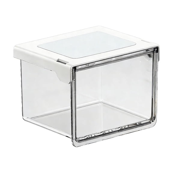 COM1950s Clear Stackable Drawer Organizer Bins, Plastic Bathroom Storage for Under Sink, Vanity & Cabinet, Transparent Makeup Cosmetic Container with White Frame, Slide-Out Design for Small Items