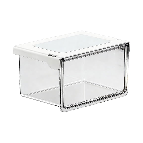COM1950s Clear Stackable Drawer Organizer Bins, Plastic Bathroom Storage for Under Sink, Vanity & Cabinet, Transparent Makeup Cosmetic Container with White Frame, Slide-Out Design for Small Items