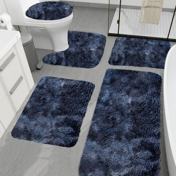 COM1950s Bathroom Rugs Solid Color Bath Mats Set of 5 Bath Mats for bathroom Toilet Mats Universal Soft Comfortable Water Absorption Non-Slip Thick Machine Washable Easier to Dry