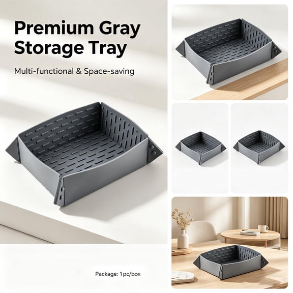 COM1950s Collapsible Silicone Storage Tray, Magnetic Folding Fruit Serving Plate, Portable Heat Insulation Mat for Outdoor Camping, Kitchen, Travel and Home Use