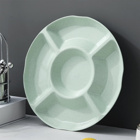 COM1950s Compartment Snack Tray, Divided Serving Platter for Candy, Nuts, Dried Fruit, Round 5-Section Organizer Plate, Versatile Home Party Entertaining Solution