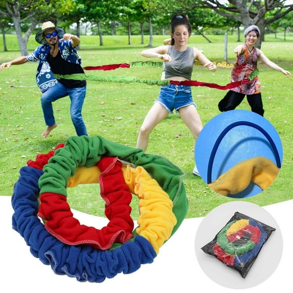 COM1950s Cooperative Resistance Band,Team Building Elastic Rope for Group Games,Fleece Covered Stretchy Cord in Multiple Sizes,Perfect for Indoor and Outdoor Fitness Activities
