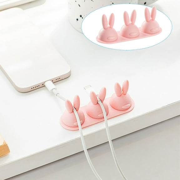 COM1950s Cord Holder for Nightstand, Cable Clip Tabletop, Cute Rabbit Cable Bracket Cable Management Glue Drop Wire Bracket, Cord Organizer for Office Table,Desk,Wall,Car,Computer and Nightstand