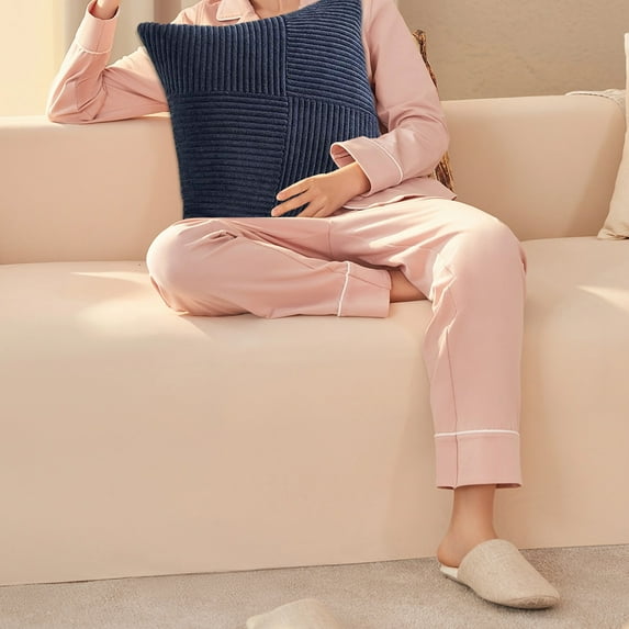 COM1950s Corduroy Soft Decorative Throw Pillow Covers with Splicing 18X18 Inch Boho Striped Accent Throw Pillow Cases Set Cushion Cover for Couch Sofa Bed Living Room Pack of 2 Grey Gray,Navy