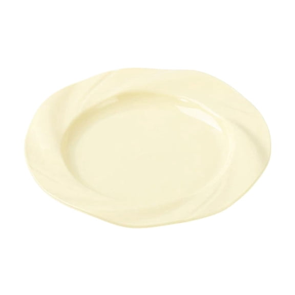 COM1950s Cream Style Breakfast Plates, 4-Pack Stackable Plastic Plates with Ceramic Look, Shatterproof and Dishwasher Safe for Home Dining, 7.76 Inch
