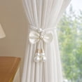 thumbnail image 1 of COM1950s Curtain Tiebacks with Bow and Bead Accents, Decorative Curtain Holdbacks for Window, Adjustable Tie Backs for Living Room, Bedroom, 1 of 7