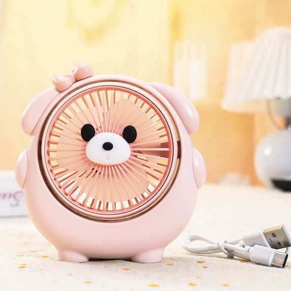 COM1950s Cute Dog Mini Portable Fan, USB Rechargeable Personal Handheld and Desktop Fan, 3 Adjustable Speeds, Small Quiet Fan for Home Office Bedroom Travel